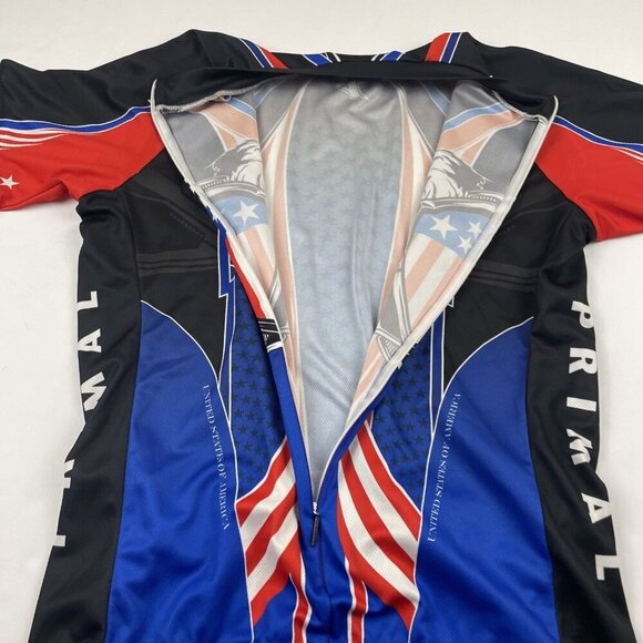 PRIMAL Cycling Jersey Men's L USA Flag Eagle Shield Zip Front United States - Picture 9 of 10